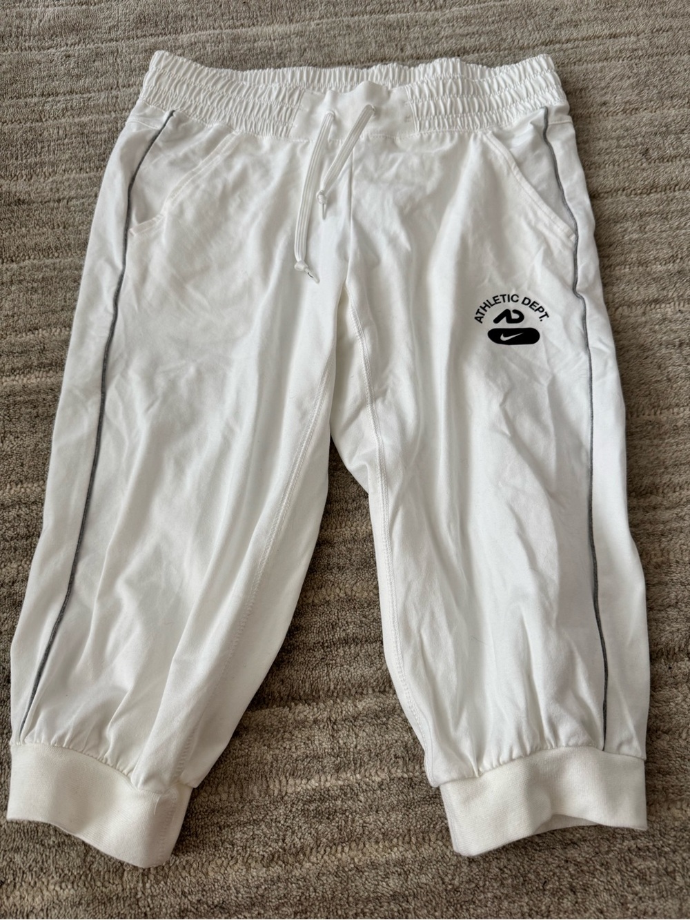 Nike White Jogger Capris with Black Logo